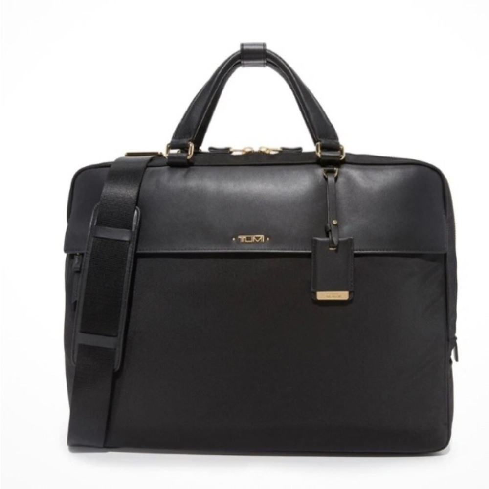 TUMI Bermuda Voyager Slim Briefcase with laptop compartment and gold/black